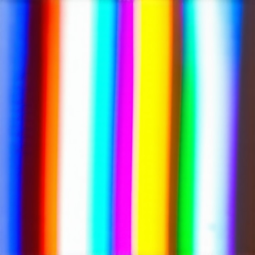 Vibrant RGB tube lights illuminating a modern video studio with colorful effects.