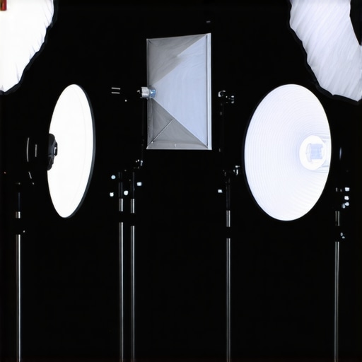 Studio portrait with LED panel lights and diffusers creating soft, natural lighting