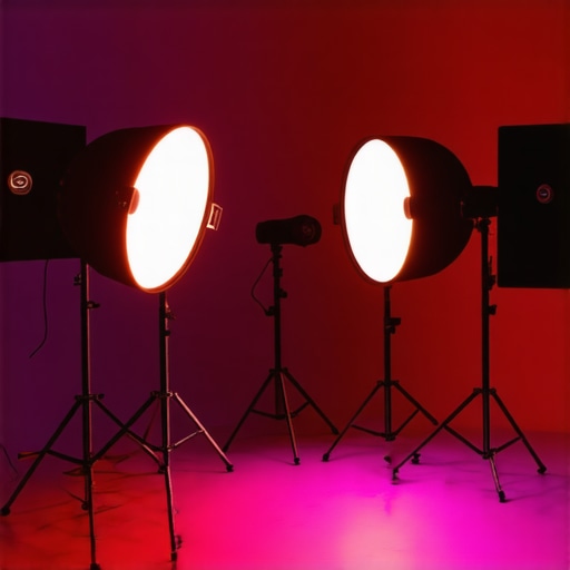 Studio setup with RGB tube lights and softboxes for creative filming.
