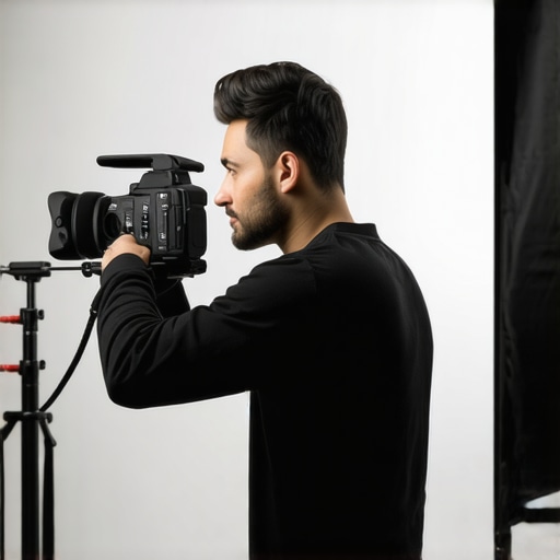 Creator adjusting softbox angle for optimal lighting