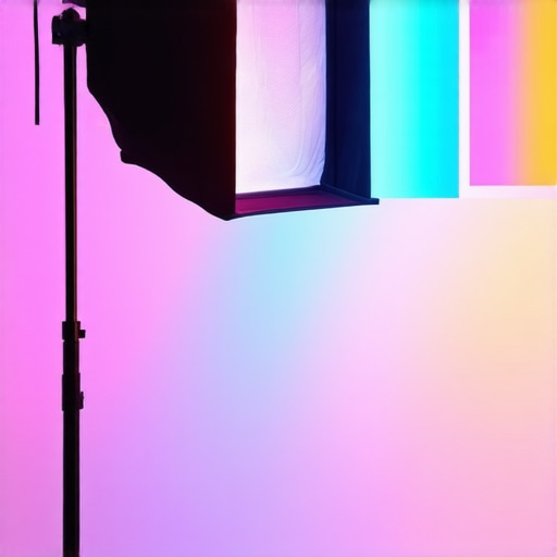 Studio lighting setup with softbox and RGB tube lights for professional video recording