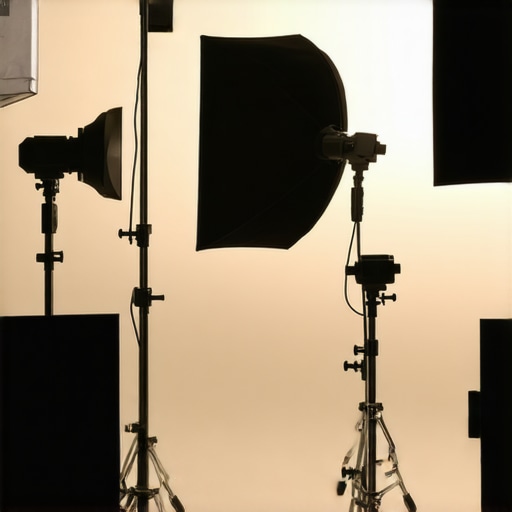 Professional studio lighting setup with softbox and RGB tube lights for video recording