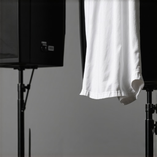 A technician cleaning and inspecting studio softboxes and LED panels in a professional setting