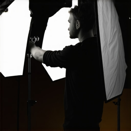 Photographer adjusting softbox for natural-looking light in a professional studio