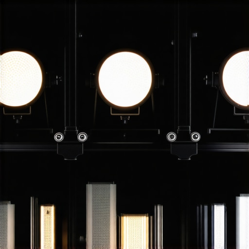Technician cleaning and calibrating LED studio lights with specialized tools