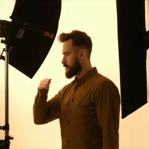 A filmmaker fine-tuning the position of softboxes to mimic natural morning sunlight in a studio setting.