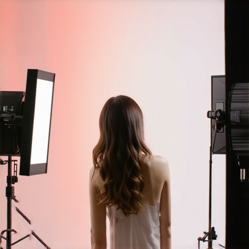 Studio scene demonstrating diffused RGB tube lights, softbox, and LED panels creating balanced lighting for video