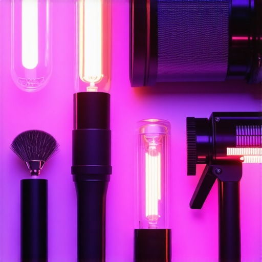 Technician cleaning and calibrating studio lighting equipment to ensure optimal performance.