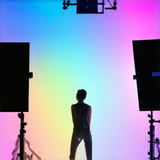 Studio setup with RGB tubes positioned to add depth and color effects to a video scene.