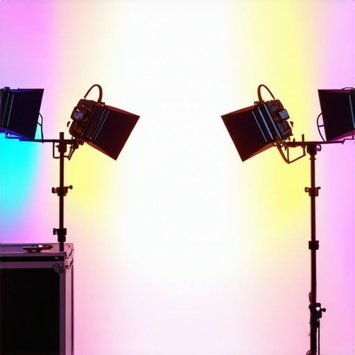 RGB tube lights with softboxes and diffusers in a studio creating colorful, immersive backgrounds.