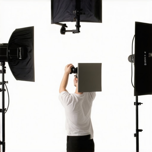 Lighting equipment oriented to minimize reflection on matte screen