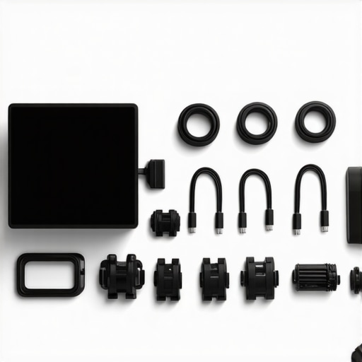 A scene showing professional calibration tools, cables, and LED panels used for lighting maintenance.