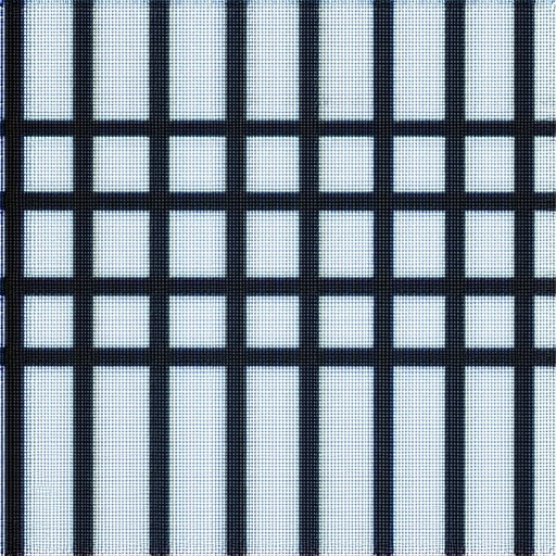 Close-up of a custom-made black mesh grid mounted on an LED panel